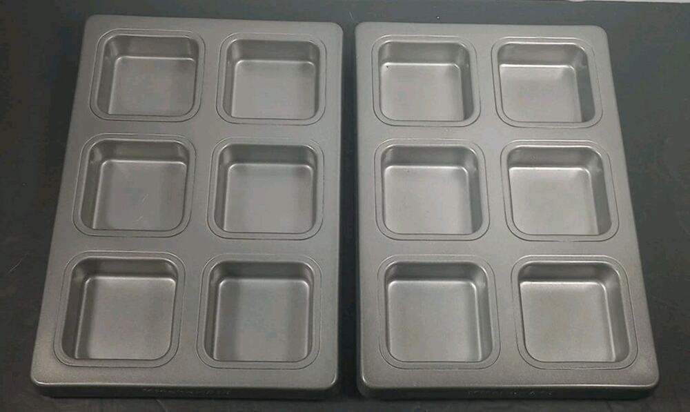 2x KitchenAid Brownie Square More Sides Loaf Pan Heavyweight Portion Control